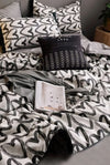 Hillkar Global Lenjerie de pat din bumbac Ranforce, Love Gri / Negru / Alb, 200 x 220 cm