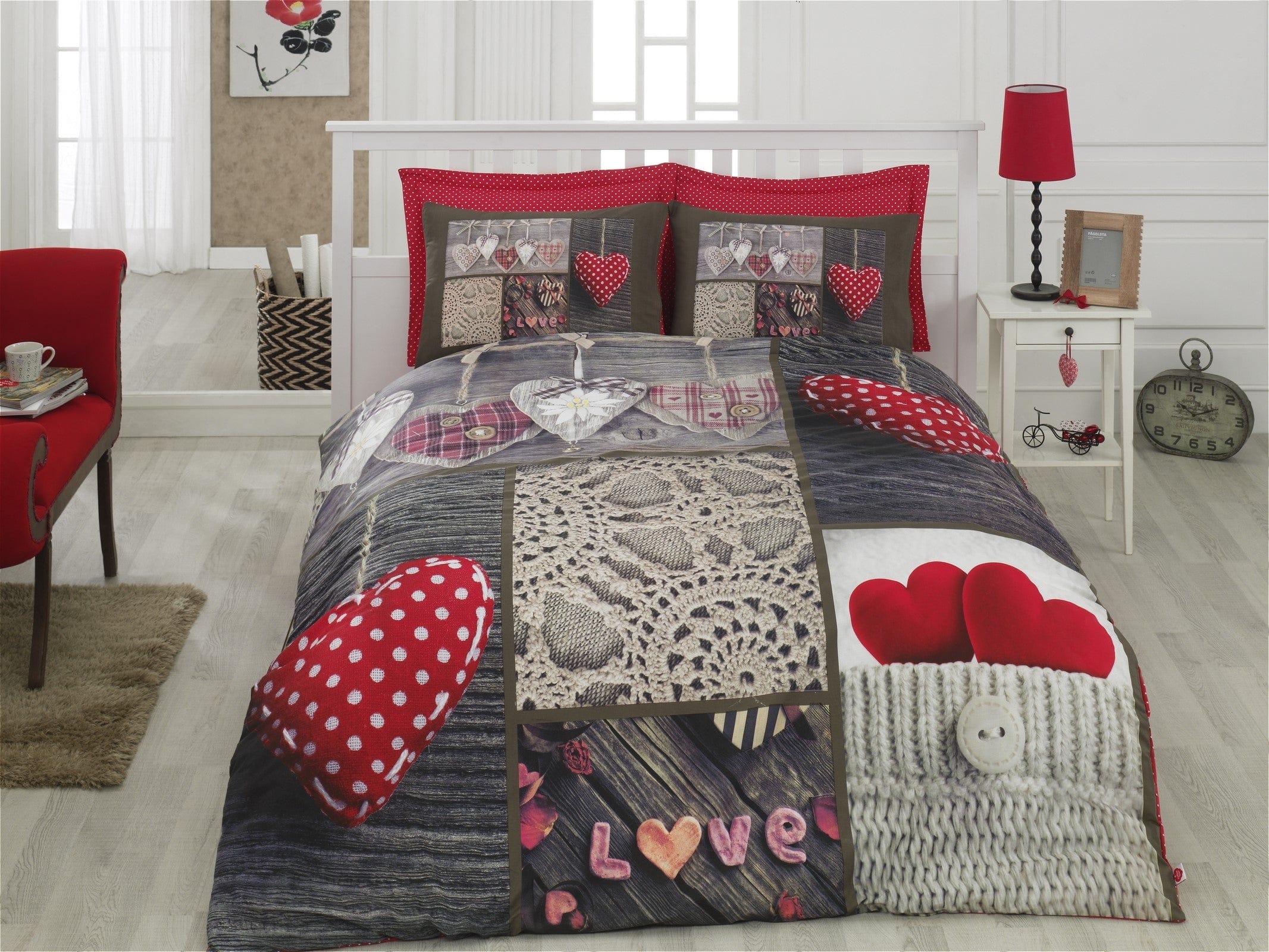 Asir Lenjerie de pat din bumbac Ranforce, Nina Multicolor, 200 x 220 cm