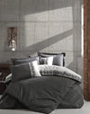 Asir Lenjerie de pat din bumbac Ranforce, Rosinda Gri Inchis / Crem, 200 x 220 cm
