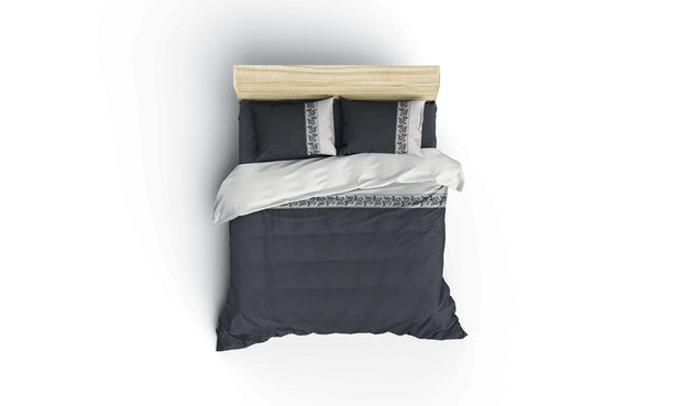 Asir Lenjerie de pat din bumbac Ranforce, Rosinda Gri Inchis / Crem, 200 x 220 cm