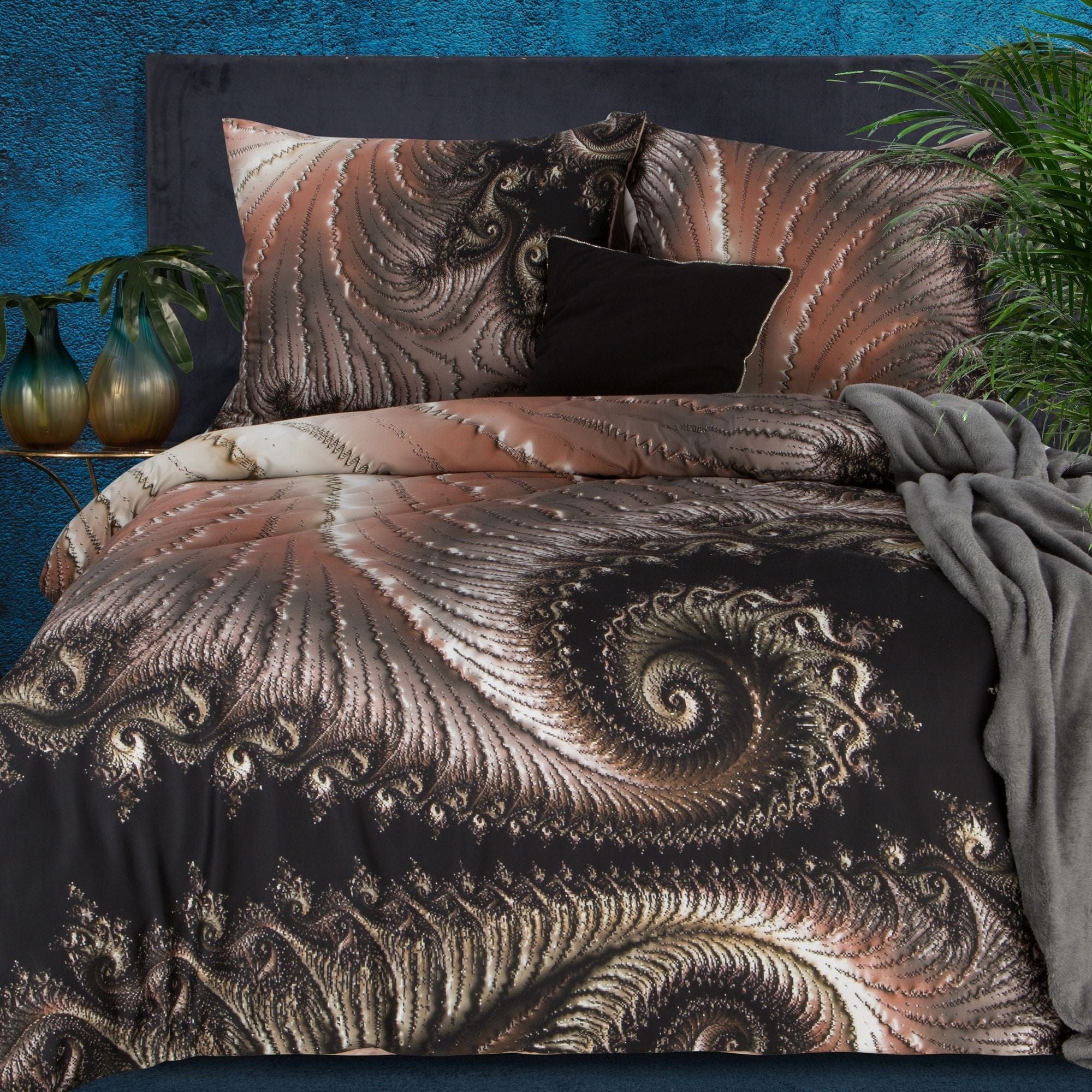 Lenjerie de pat din bumbac, Reina Maro / Negru (1)