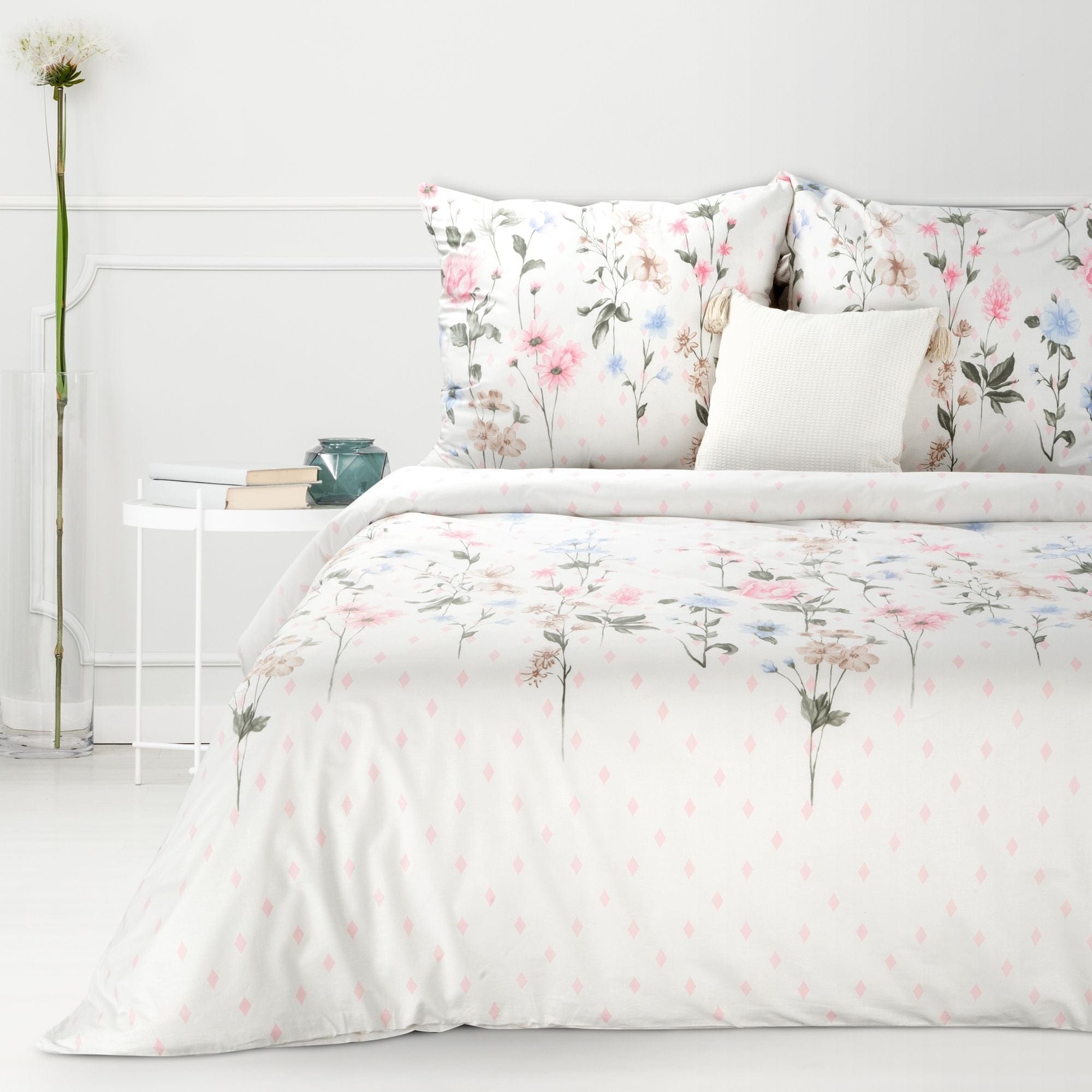 Lenjerie de pat din bumbac, Sara 14 Alb / Roz, 140 x 200 cm (1)