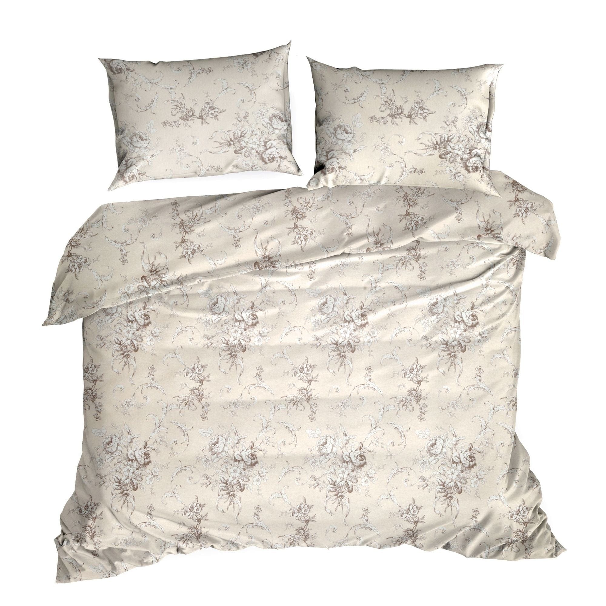 Lenjerie de pat din bumbac, Sara0 3 Bej / Maro, 140 x 200 cm