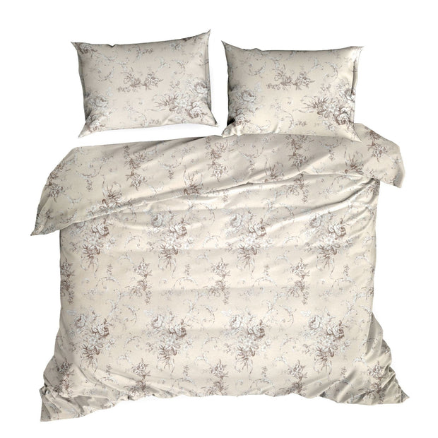 Lenjerie de pat din bumbac, Sara0 3 Bej / Maro, 140 x 200 cm