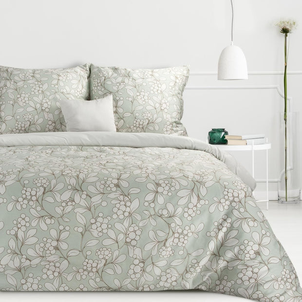 Lenjerie de pat din bumbac Satinat, Demi Alb / Verde Mint, 140 x 200 cm (1)