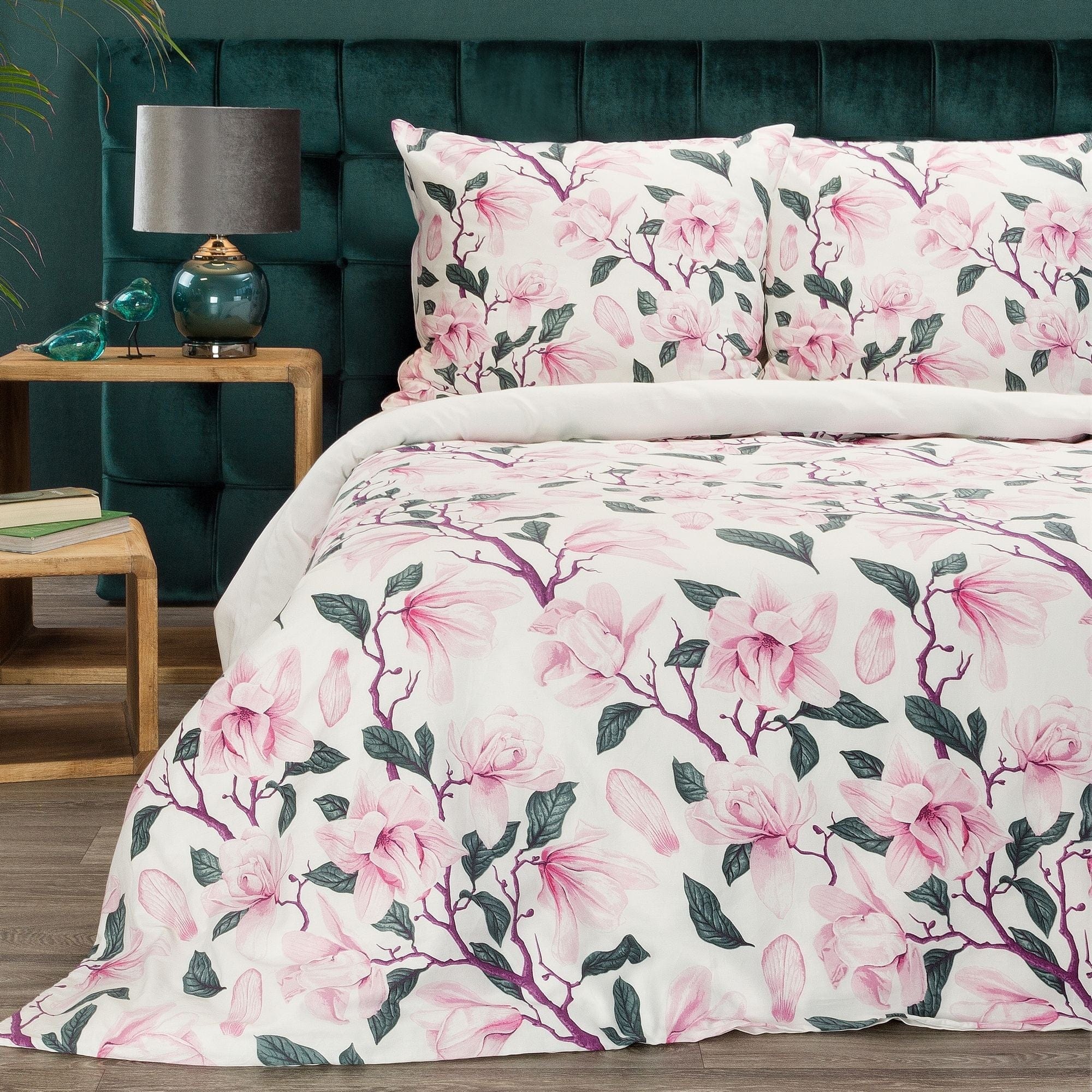 Lenjerie de pat din bumbac Satinat, Ella0 3 Alb / Roz, 140 x 200 cm (1)