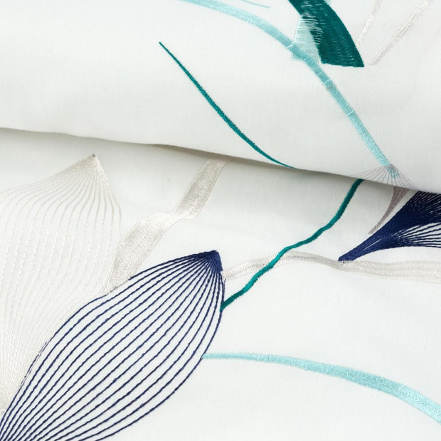 Lenjerie de pat din bumbac Satinat, Haft 1 Alb / Verde Mint (2)