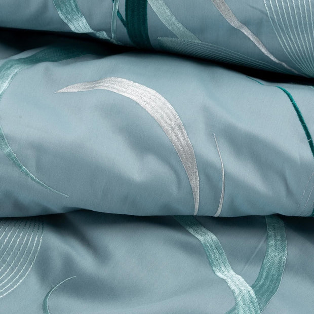 Lenjerie de pat din bumbac Satinat, Haft 1 Bleu (2)