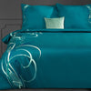 Lenjerie de pat din bumbac Satinat, Haft 1 Turcoaz (1)