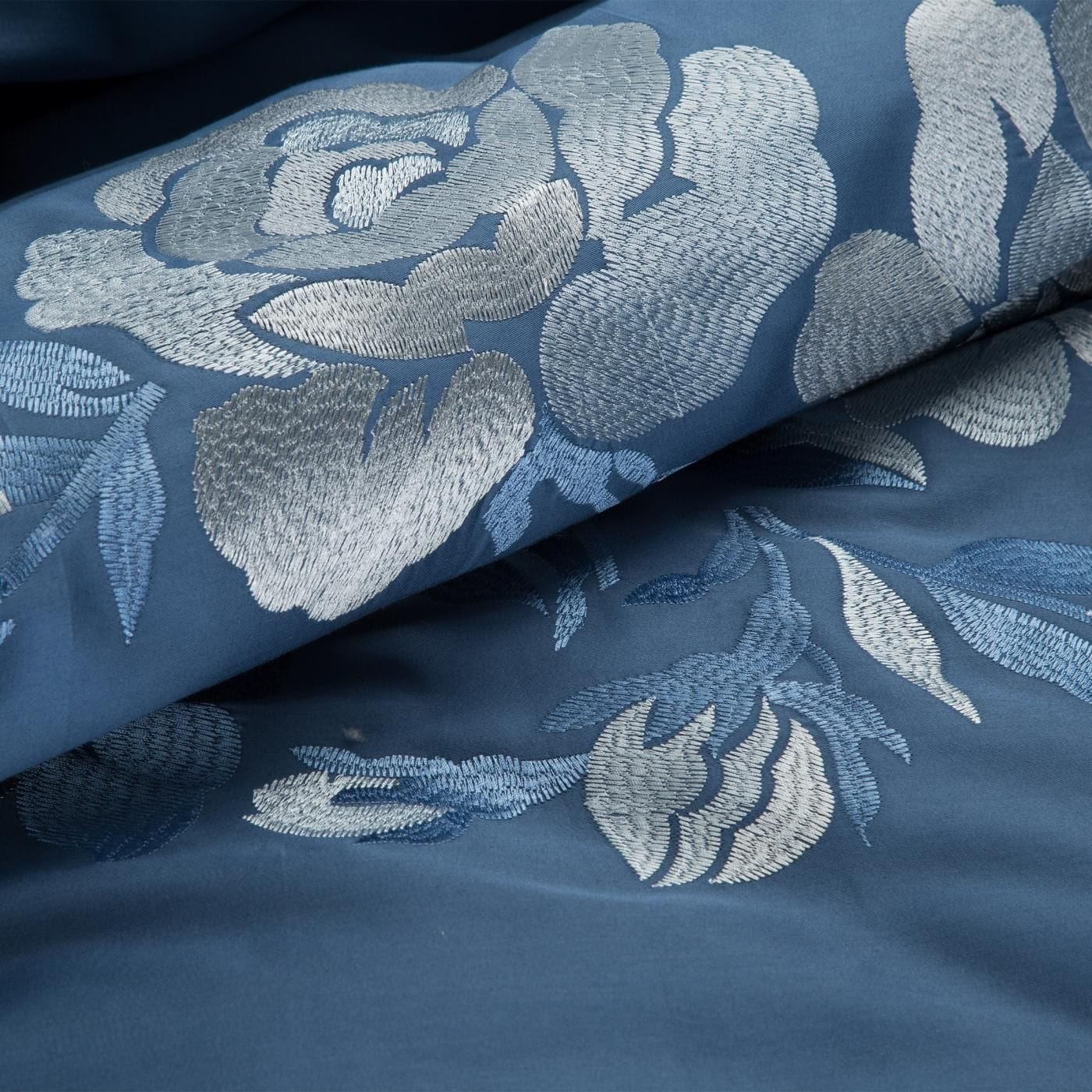 Lenjerie de pat din bumbac Satinat, Haft 3 Bleumarin / Gri (2)