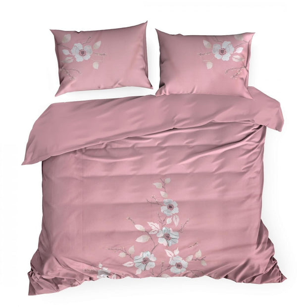 Lenjerie de pat din bumbac Satinat, Haft 6 Roz / Gri & ERFRNY-BEDLINEN-HAFT-6-PINK-GRAY