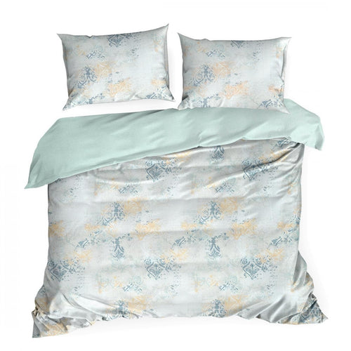 Lenjerie de pat din bumbac Satinat, Milan Gri / Albastru & ERFRNY-BEDLINEN-MILAN-STEEL-BLUE