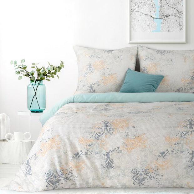 Lenjerie de pat din bumbac Satinat, Milan Gri / Albastru (1)