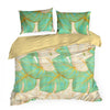 Lenjerie de pat din bumbac Satinat, Nelly 1 Bej / Verde Mint & ERFRNY-BEDLINEN-NELLY-1-BEIGE-MINT
