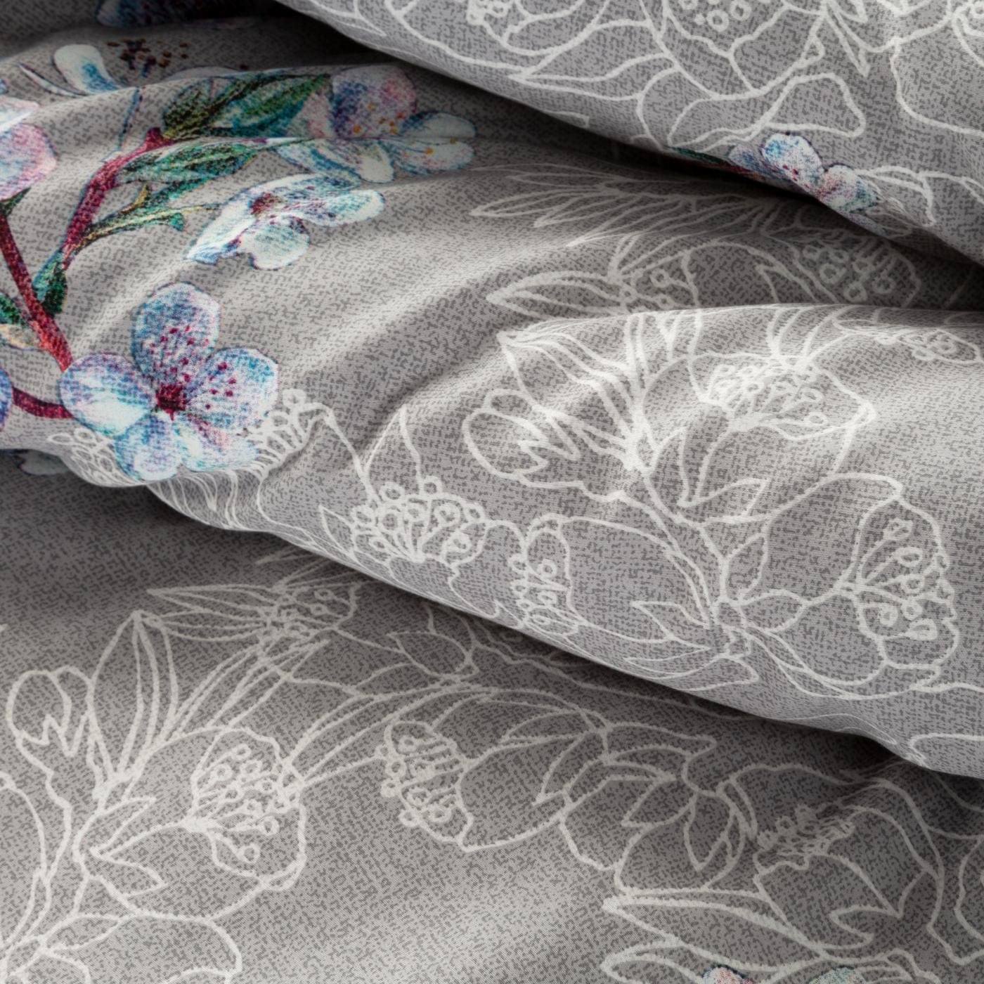 Lenjerie de pat din bumbac Satinat, Nelly 5 Gri / Roz (2)