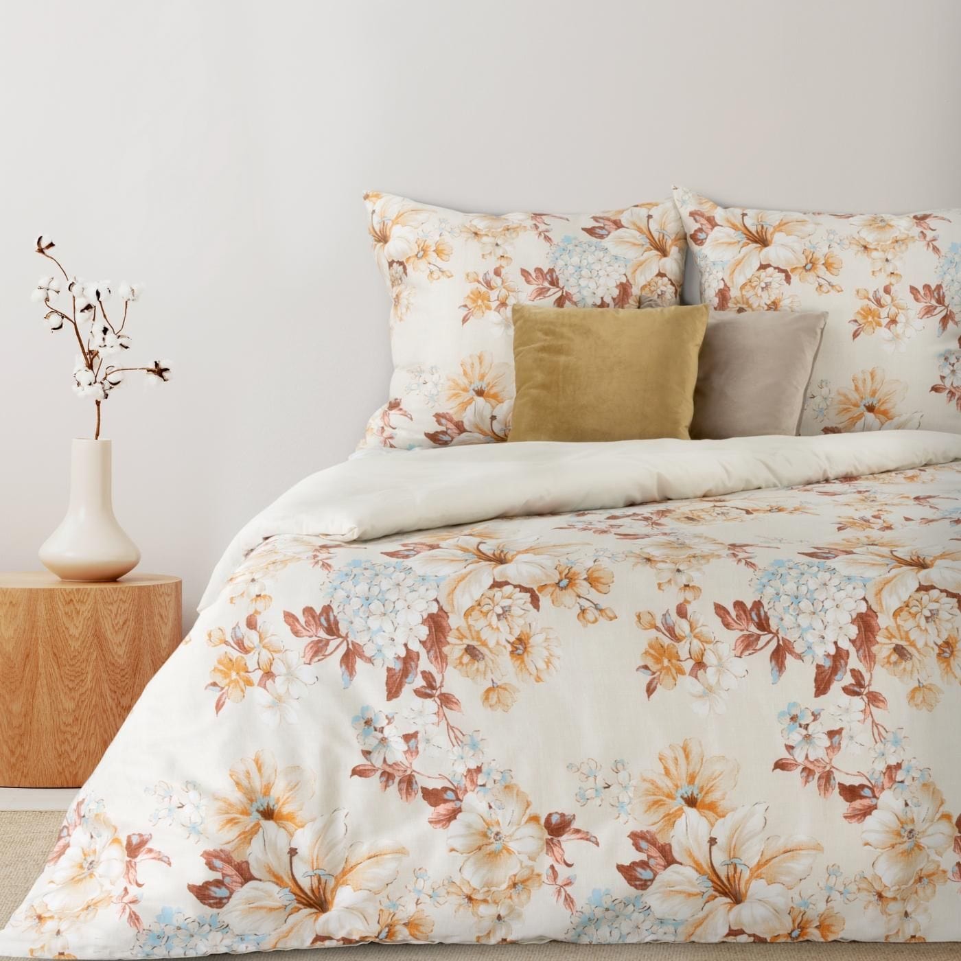 Lenjerie de pat din bumbac Satinat, Nelly 6 Bej / Portocaliu, 220 x 200 cm (1)