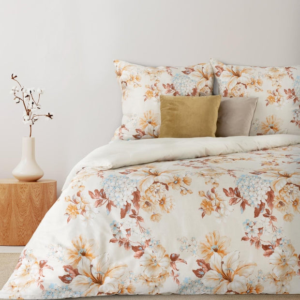 Lenjerie de pat din bumbac Satinat, Nelly 6 Bej / Portocaliu, 220 x 200 cm (1)