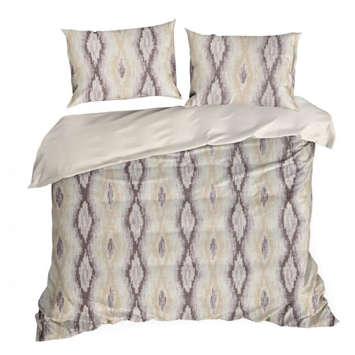 Lenjerie de pat din bumbac Satinat, Nika Bej / Gri & ERFRNY-BEDLINEN-NIKA-BEIGE-STEEL