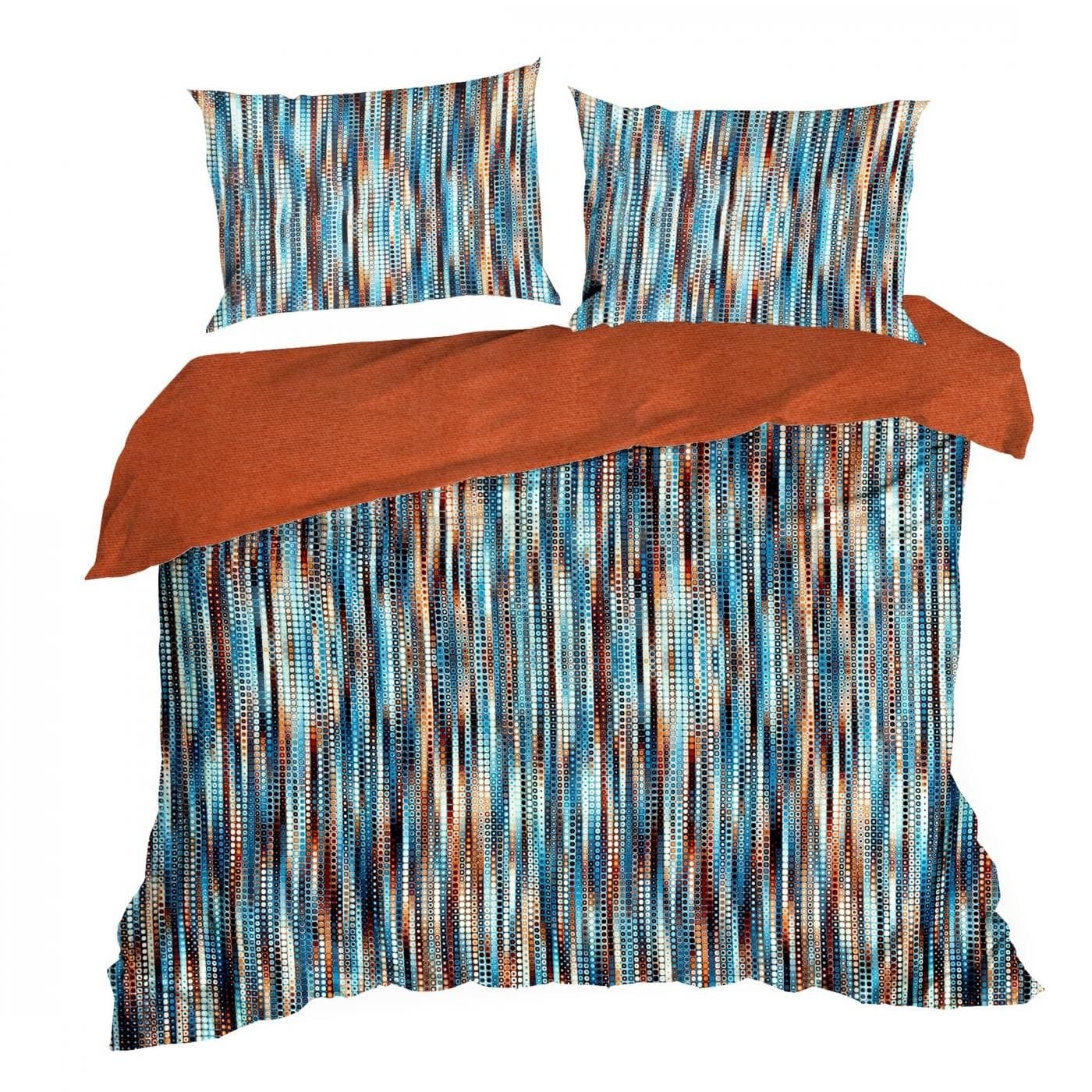 Lenjerie de pat din bumbac Satinat, Nika Bleumarin / Maro, 220 x 200 cm