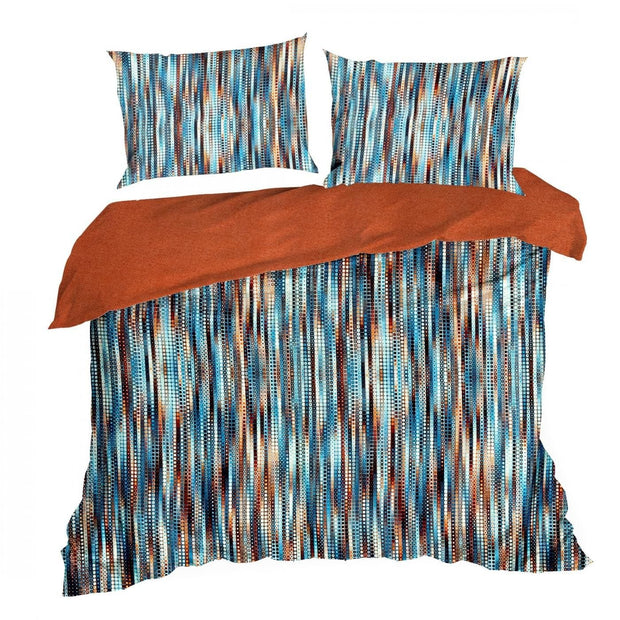 Lenjerie de pat din bumbac Satinat, Nika Bleumarin / Maro, 220 x 200 cm