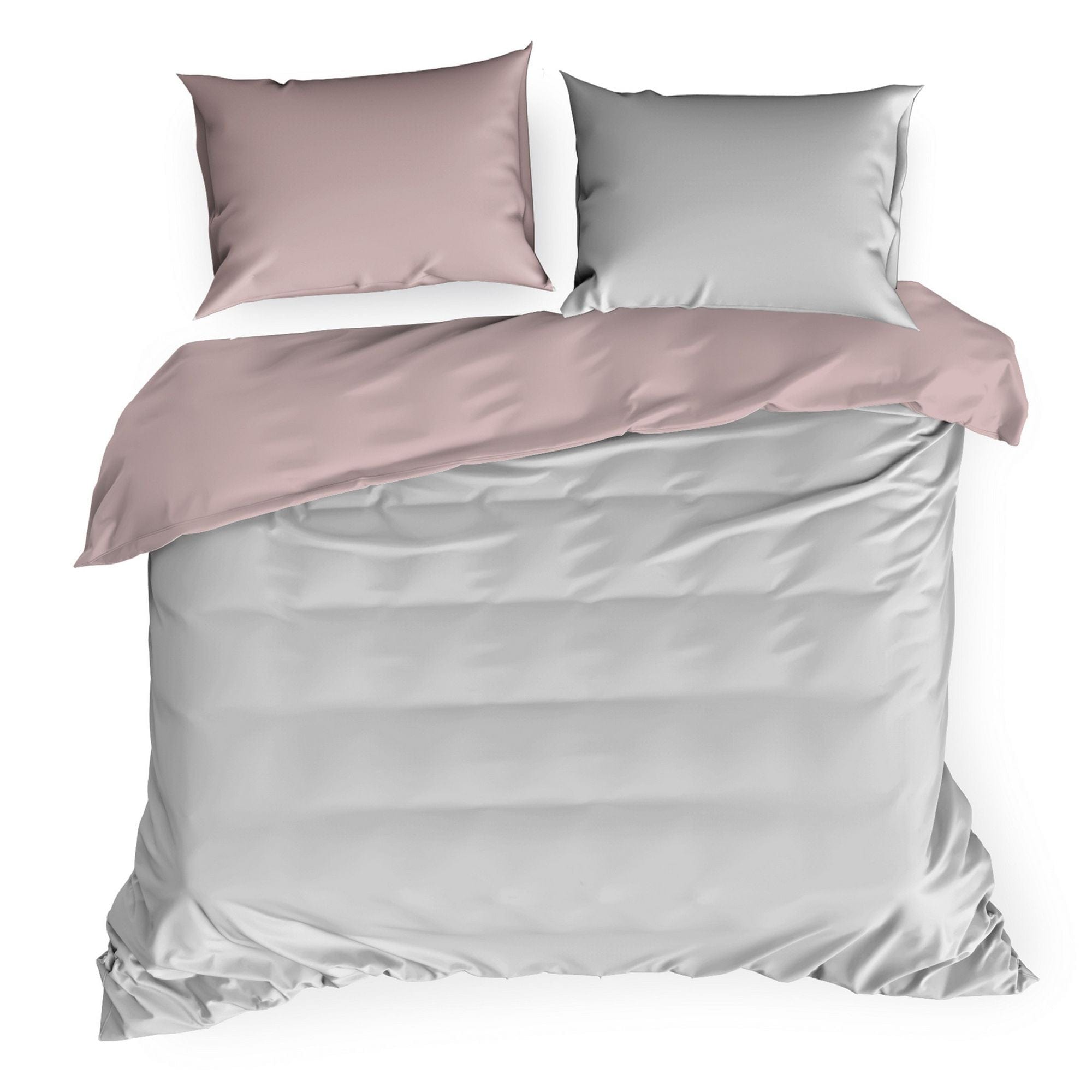 Lenjerie de pat din bumbac Satinat, Nova 3 Argintiu / Roz & ERFRNY-BEDLINEN-NOVA-3-SILVER-PINK