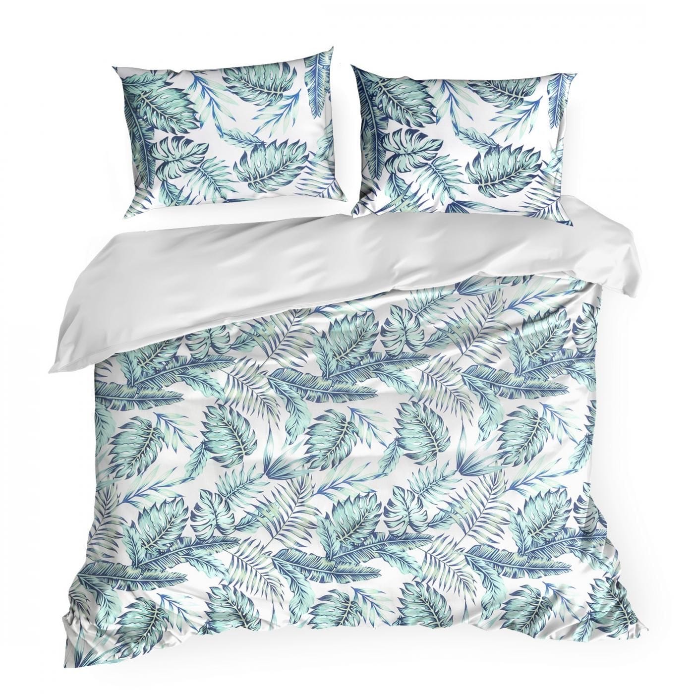 Lenjerie de pat din bumbac Satinat, Sammy Alb / Verde, 220 x 200 cm