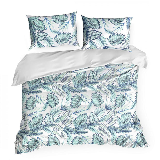 Lenjerie de pat din bumbac Satinat, Sammy Alb / Verde, 220 x 200 cm