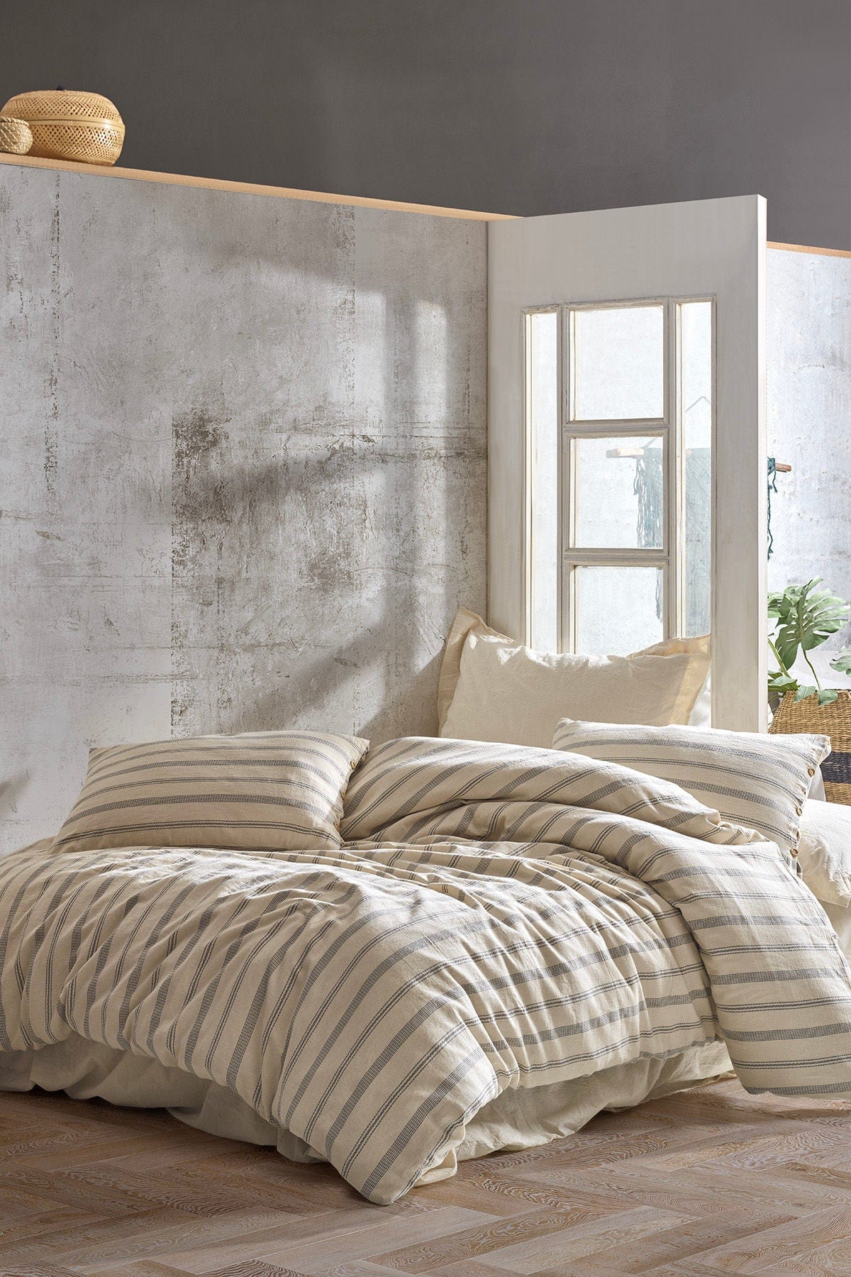 Lenjerie de pat din bumbac, Solaris Gri / Multicolor, 200 x 220 cm