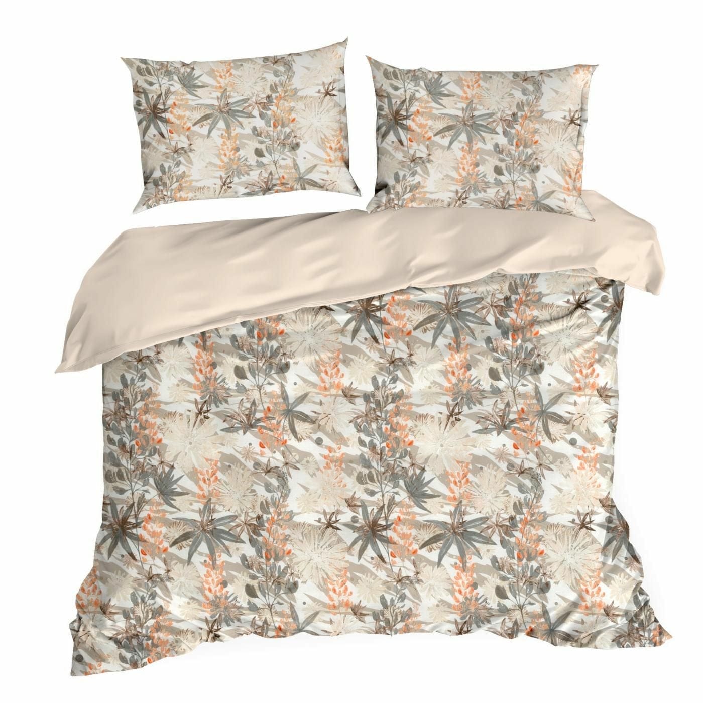 Lenjerie de pat din bumbac, Sonia Bej / Gri, 220 x 200 cm