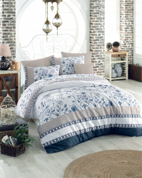 Lenjerie de pat din bumbac, Sudenaz Albastru / Multicolor, 200 x 220 cm