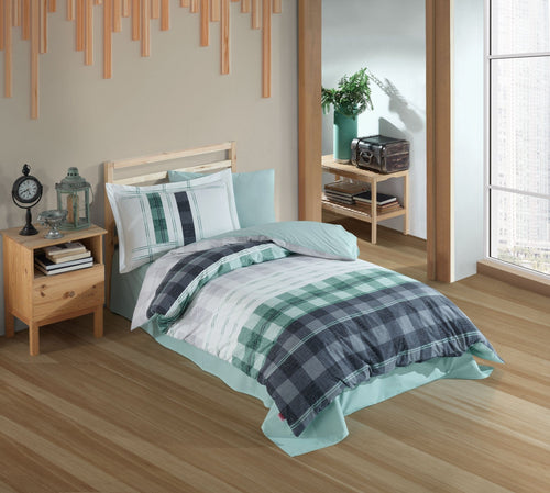 Asir Lenjerie de pat din bumbac, Suelita Verde / Multicolor, 160 x 220 cm