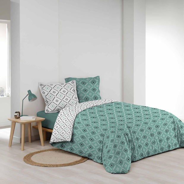 U10 Lenjerie de pat din bumbac, Tahina Albastru, 240 x 220 cm