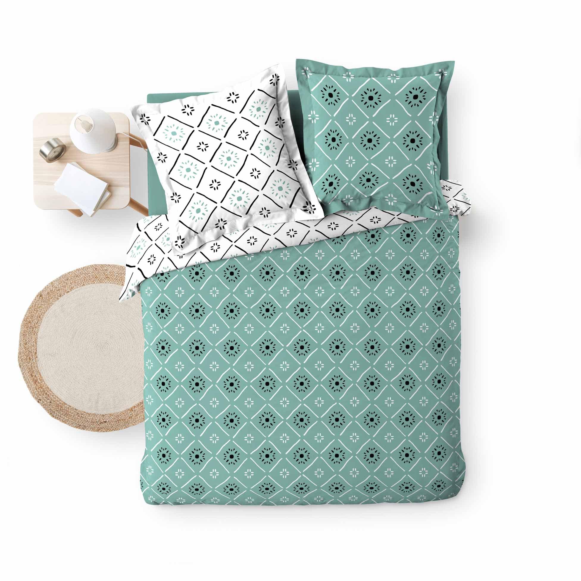 Lenjerie de pat din bumbac, Tahina Albastru, 240 x 220 cm (3)