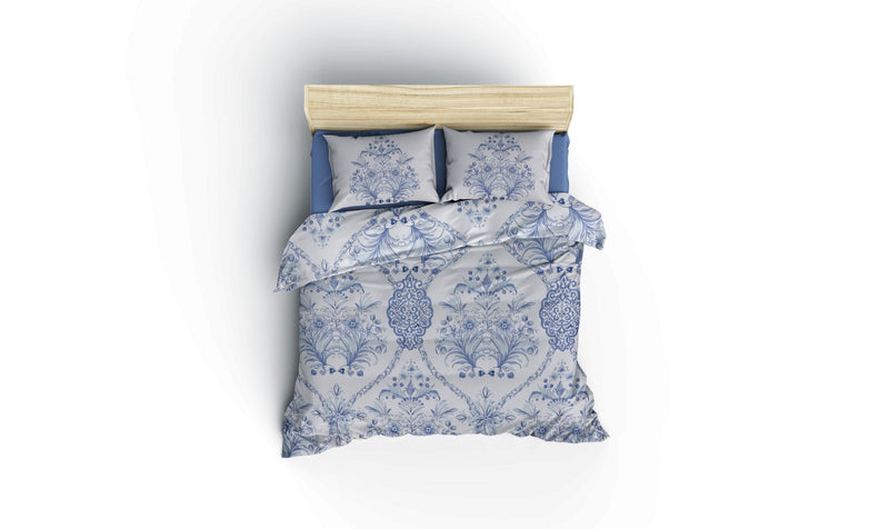 Lenjerie de pat din bumbac Ranforce, Egina Albastru / Alb, 200 x 220 cm (2)