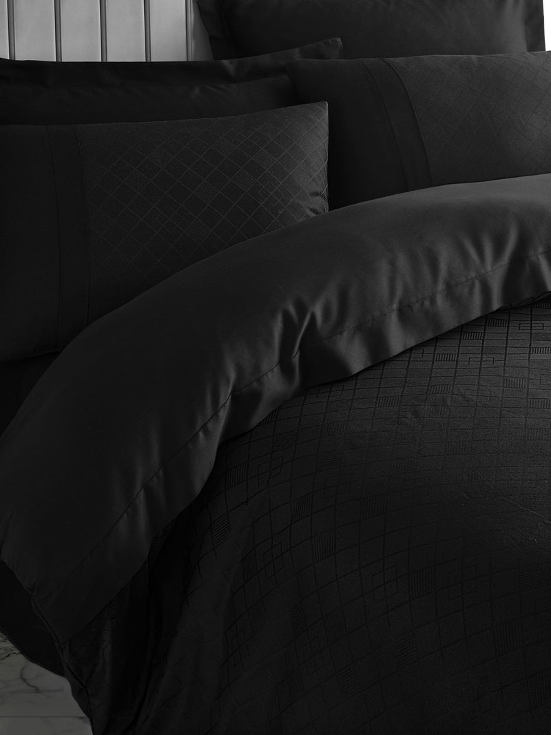 Lenjerie de pat din bumbac Satinat Dama Negru, 200 x 220 cm (1)