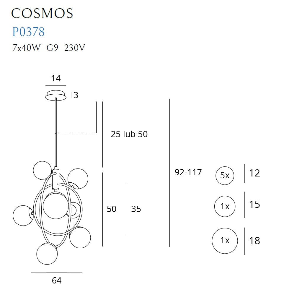 Maxlight Lustra Cosmos P0378 Auriu