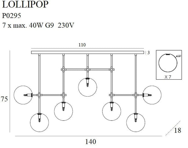 Maxlight Lustra Lollipop7 P0295 Alama