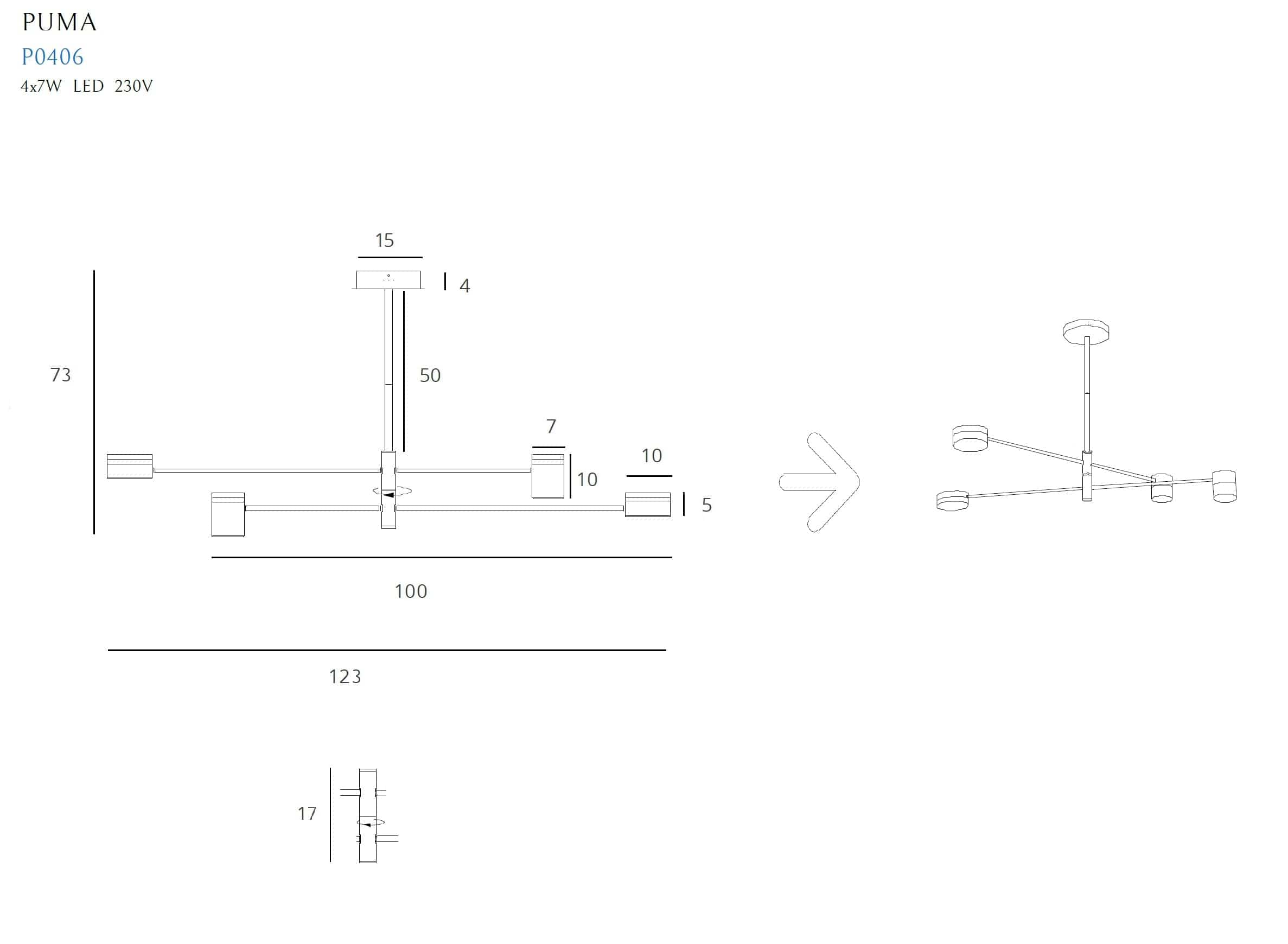 Lustra Puma P0406 Natural / Negru (2)
