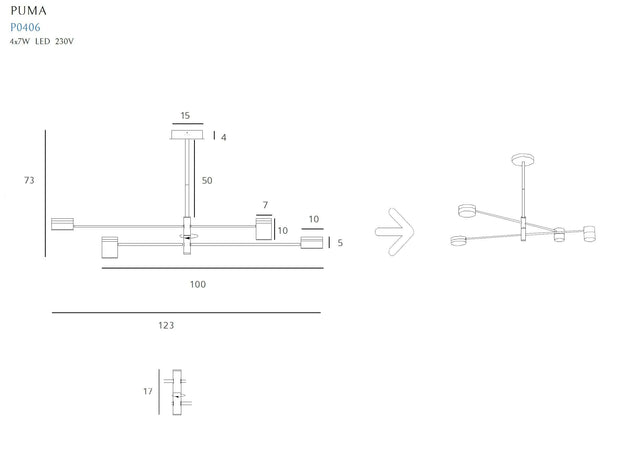 Lustra Puma P0406 Natural / Negru (2)