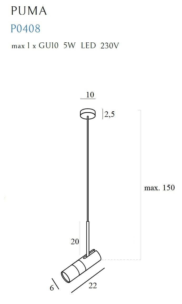Maxlight Lustra Puma P0408 Auriu / Negru