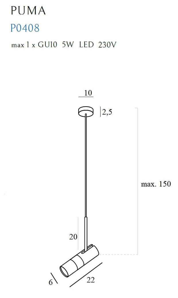 Maxlight Lustra Puma P0408 Auriu / Negru