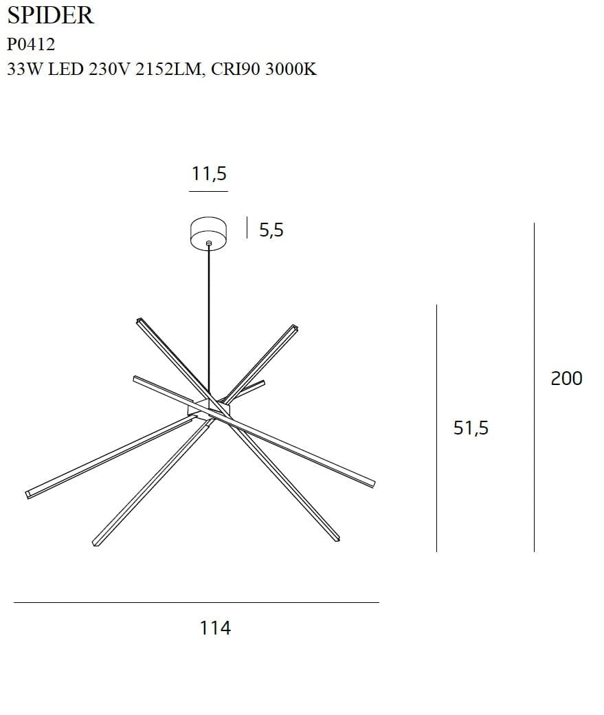 Maxlight Lustra Spider P0412 Negru