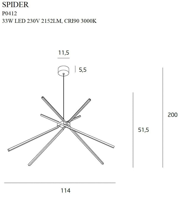 Maxlight Lustra Spider P0412 Negru