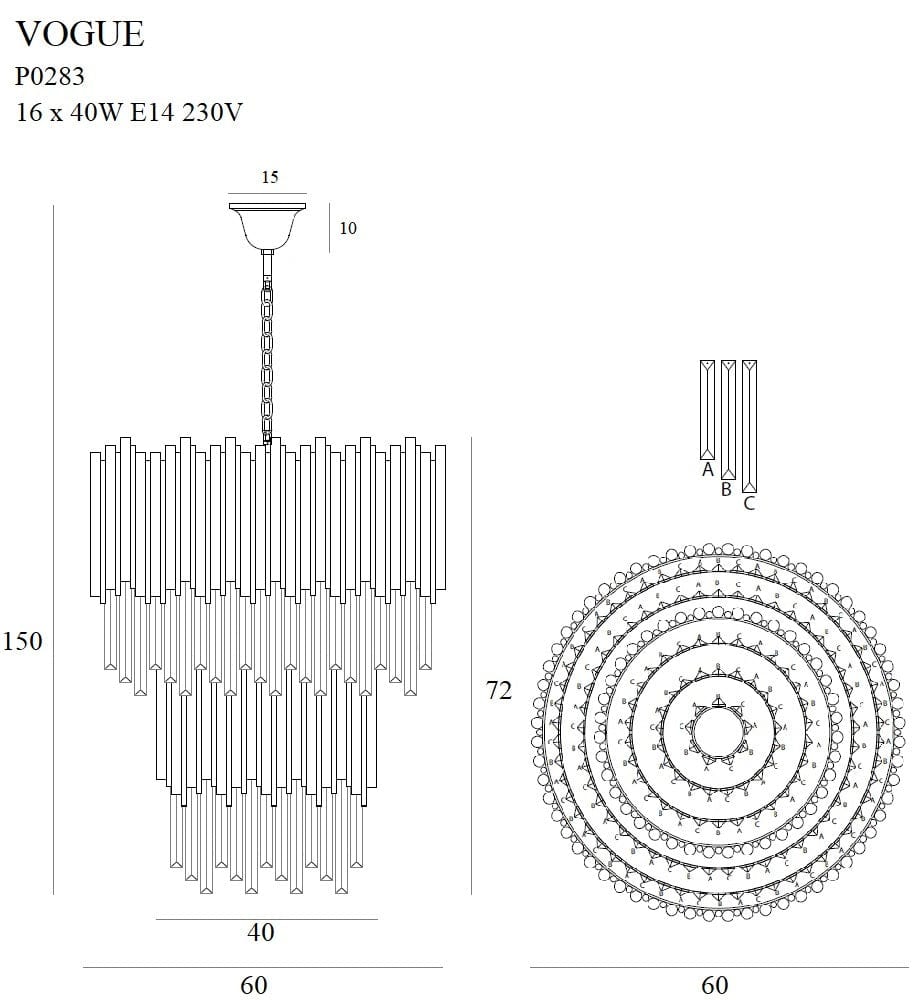 Maxlight Lustra Vogue P0283 Auriu