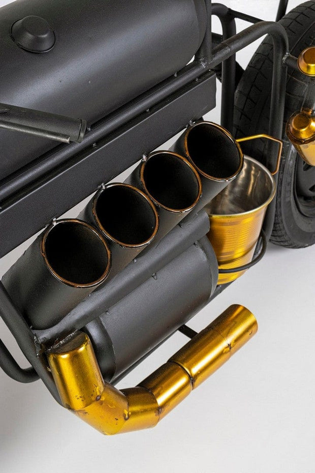 Masa de bar din lemn de mango si metal, cu suport sticle si pahare lemn de mango si metal, Speed Natural / Negru, L183xl44xH86 cm (6)