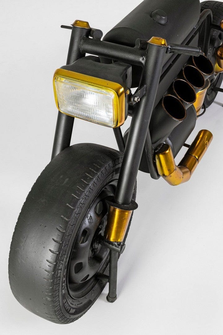 Masa de bar din lemn de mango si metal, cu suport sticle si pahare lemn de mango si metal, Speed Natural / Negru, L183xl44xH86 cm (9)