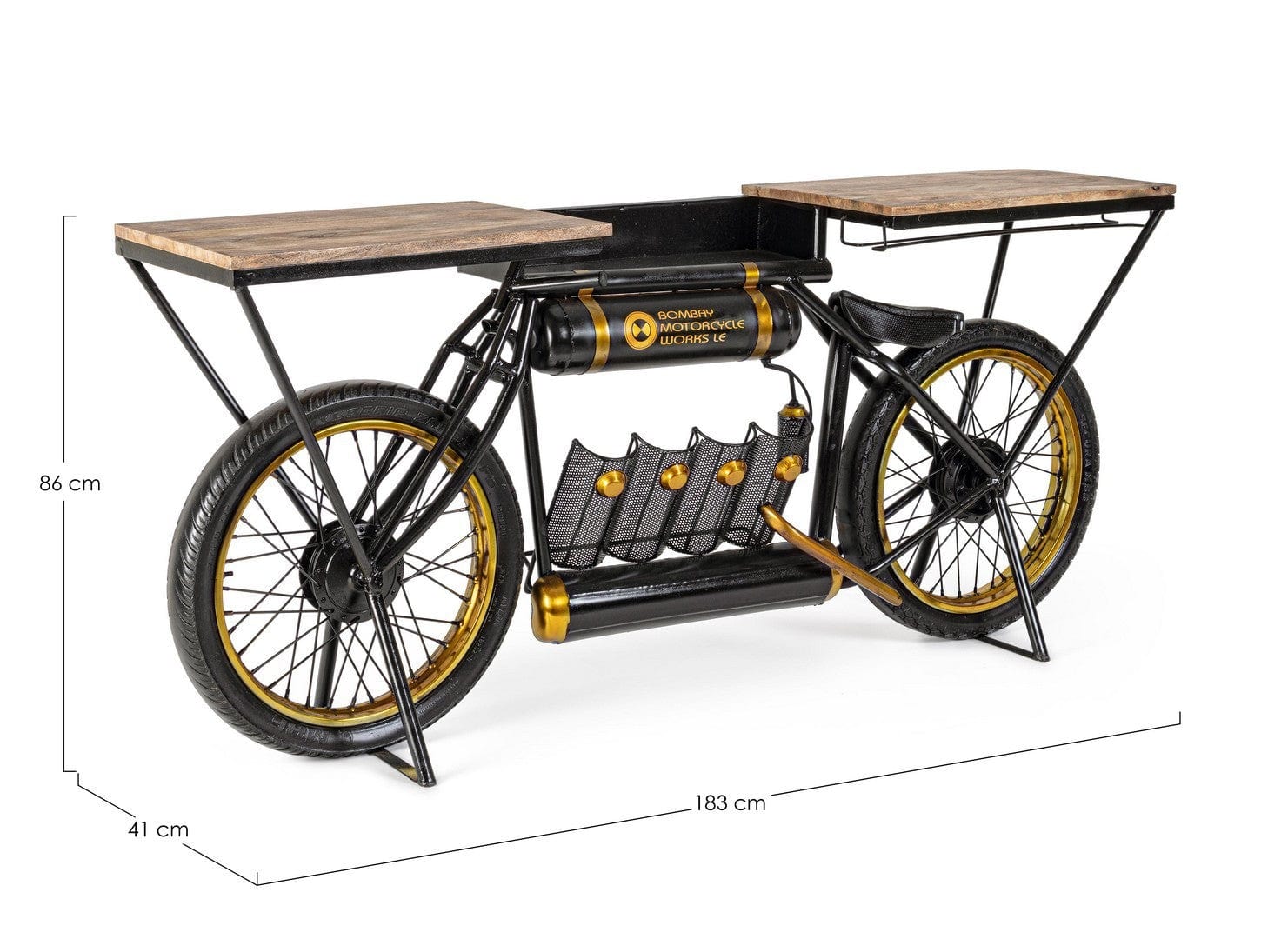 Masa de bar din lemn de mango si metal, Epic Natural / Negru, L183xl41xH86 cm (1)