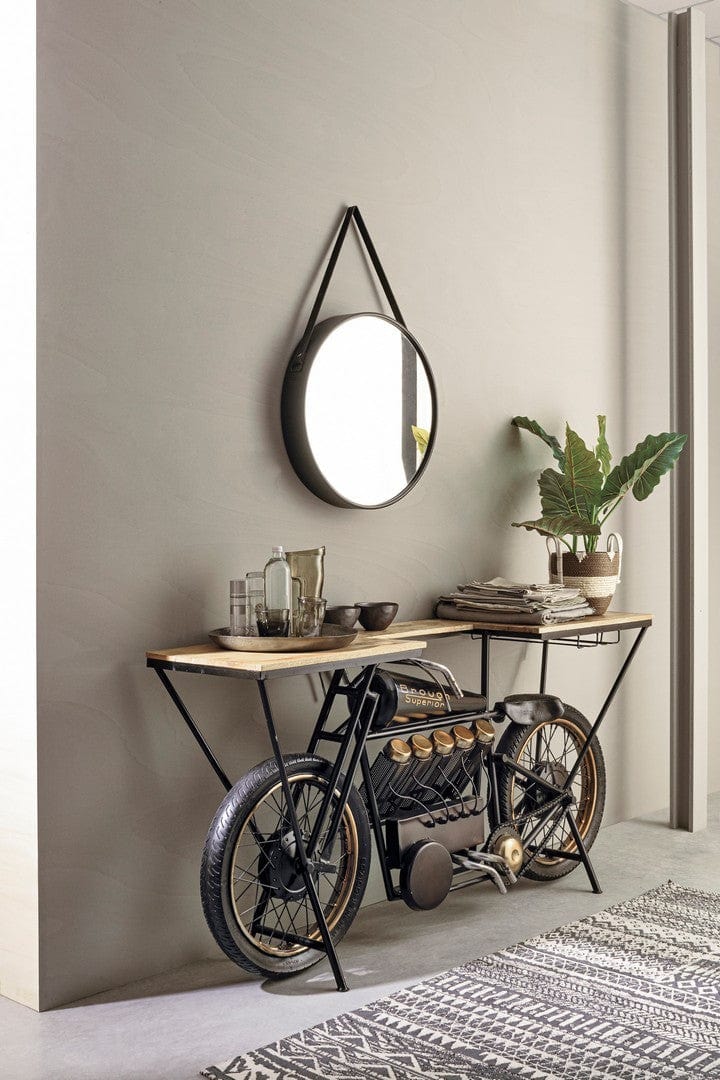 Masa de bar din lemn de mango si metal, Moto Replica Natural / Negru, L183xl43xH89 cm (7)