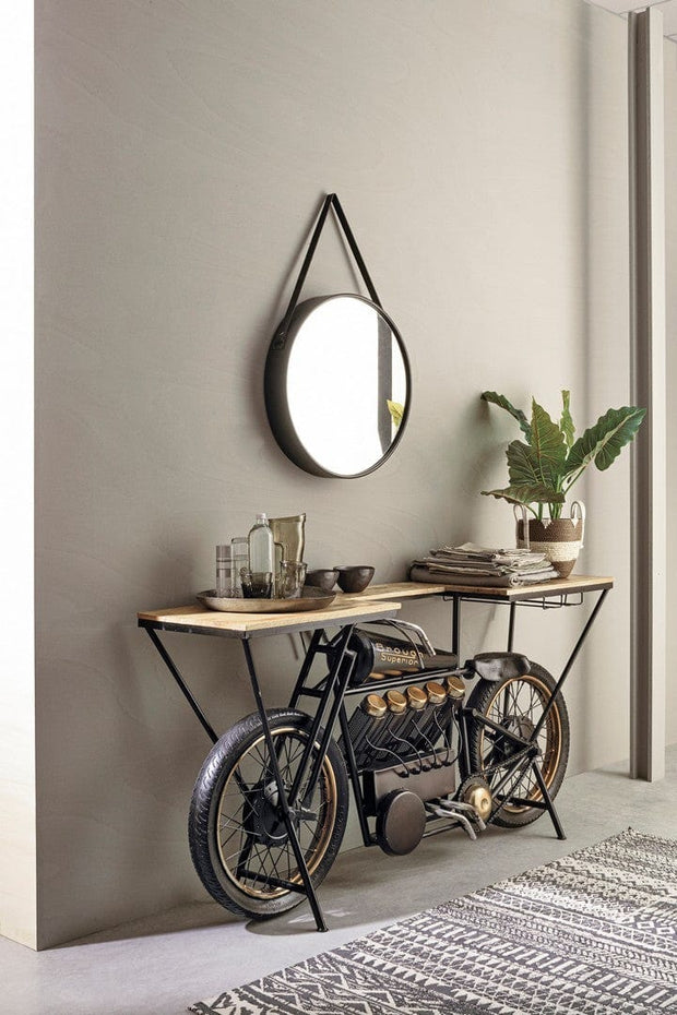 Masa de bar din lemn de mango si metal, Moto Replica Natural / Negru, L183xl43xH89 cm (7)