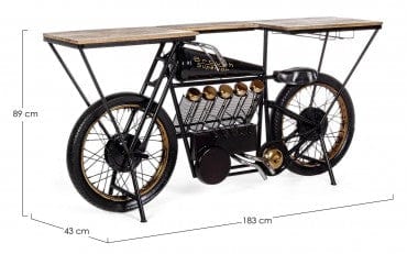 Masa de bar din lemn de mango si metal, Moto Replica Natural / Negru, L183xl43xH89 cm (10)